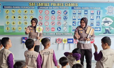 Edukasi Disiplin Berlalu Lintas, Sat Lantas Polres Ciamis Perkenalkan Rambu Lalin ke Anak TK