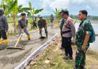Humanis, Polsek Lakbok Polres Ciamis Monitoring Pengecoran Jalan Dusun Karangtengah Sukamulya